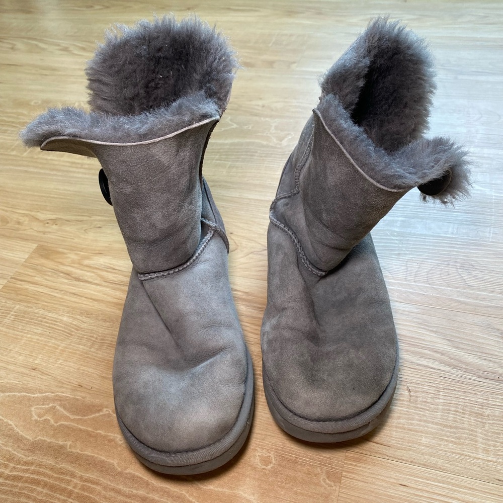 UGG Grey Bailey Button Women’s Suede Water-Repellent Boots